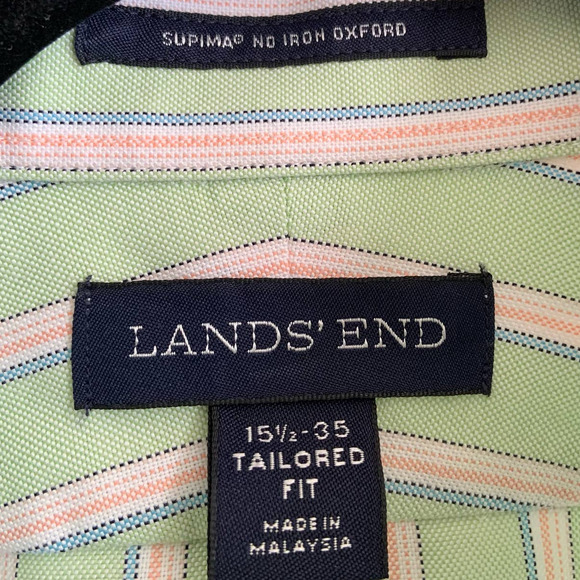 Lands' End 15.5x35 Tailored Fit Supima No Iron Oxford Button Up - Picture 5 of 10